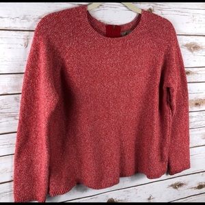 Lilla P red white marled zip back soft sweater